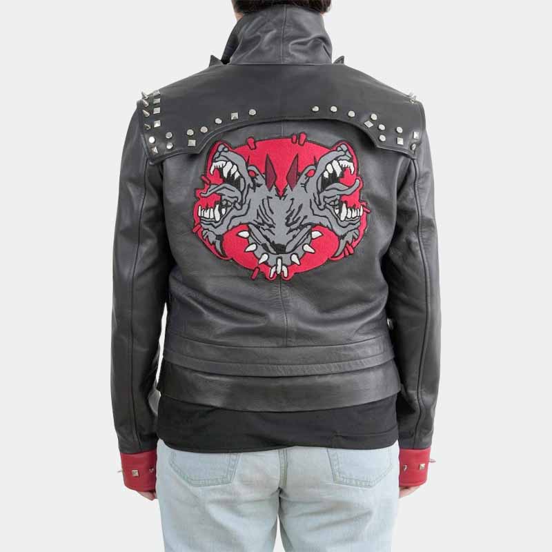 Handmade Arcane LOL Pit 2 Fighter Vi leather jacket with studded shoulders