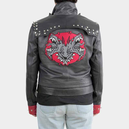 Handmade Arcane LOL Pit 2 Fighter Vi leather jacket with studded shoulders