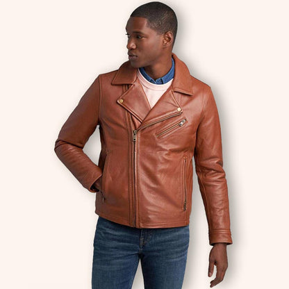 best mens tan brown leather biker jacket