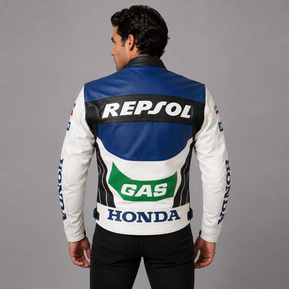 Honda Repsol Gas Motorcycle Biker Leather Jacket