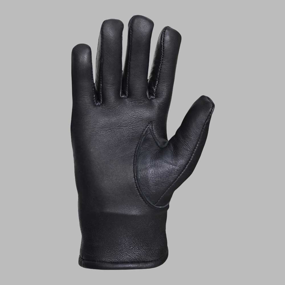 Luxury black leather glove featuring insulated warm interior lining