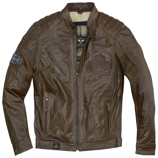 Shop Black Cafe London Houston Motorcycle Leather Jacket Men's - 3amoto shop