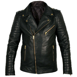 Black Men's Biker Leather Jacket - Fashionable Style