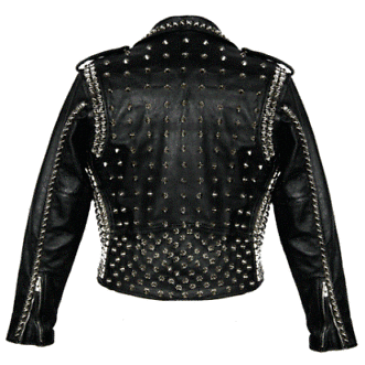 Black Punk Brando Studded Leather Jacket for Men