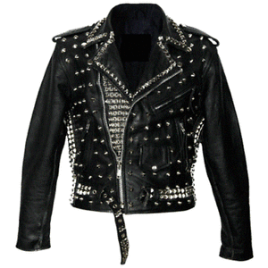 Black Punk Brando Studded Leather Jacket for Men