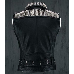 Black Punk Spiked Studded Vest Jacket - Handmade