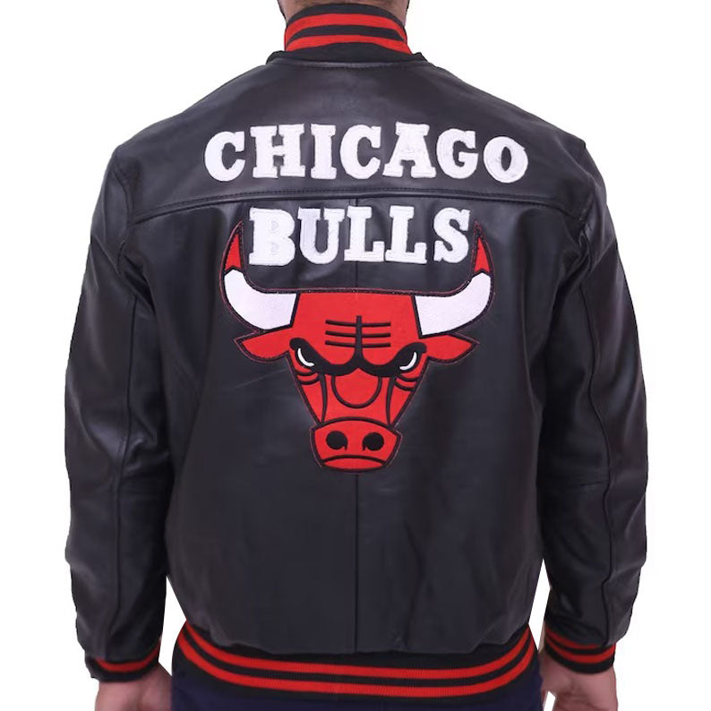 Chicago Bulls Red & Black Letterman Varsity Jacket