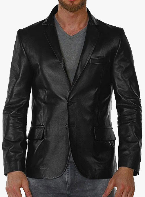 FlexFit Black Stretch Leather Blazer