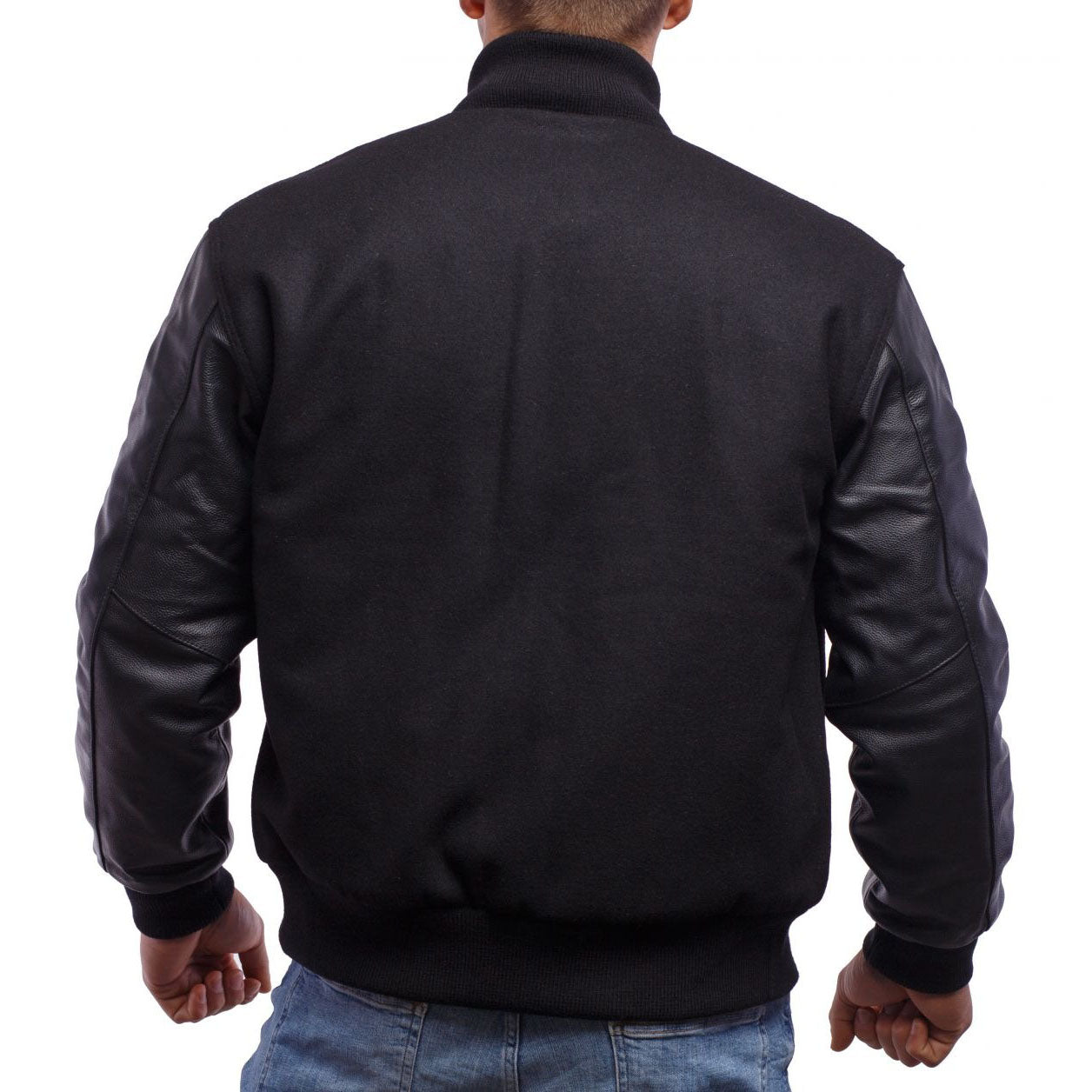 Black Wool Body Letterman Jacket