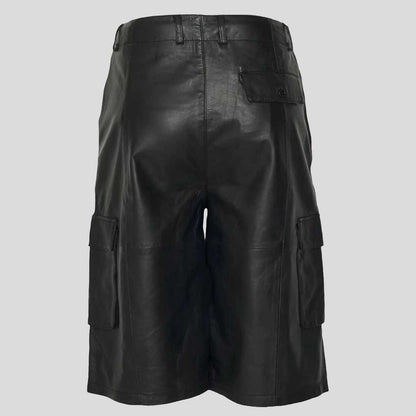 Premium Black Lambskin Leather Short with Functional Pocket