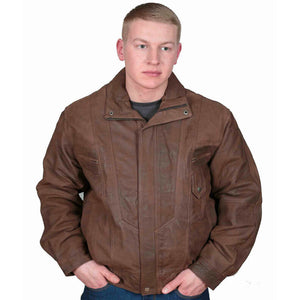 Brown Antique Nubuck Leather Bomber Jacket - Gentlemen's Blouson