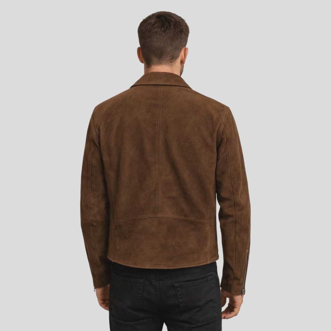 Brown Suede Leather Biker Jacket