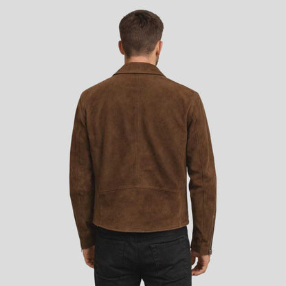 Brown Suede Leather Biker Jacket