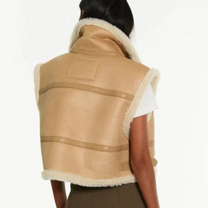 Brown Women's B3 Sheepskin Aviator Leather Vest