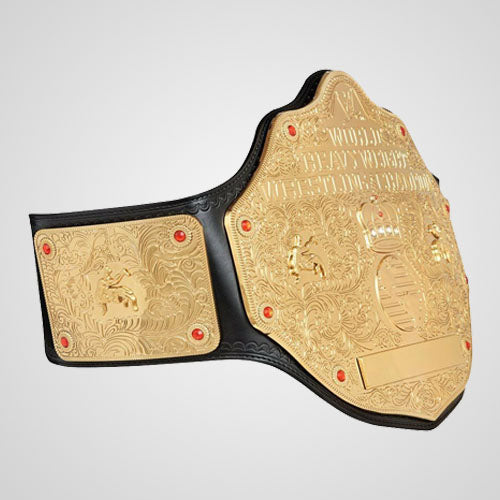 Classic wrestling title replica belt with leather strap