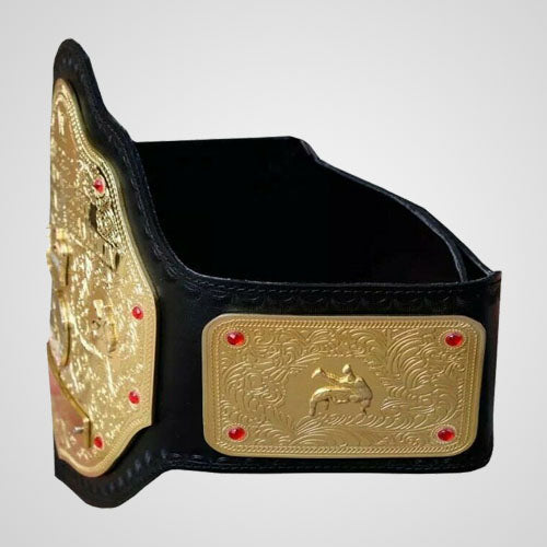 Big Gold wrestling belt replica with engraved metal plates