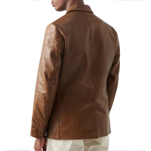 Classic Brown Croc Embossed Leather Blazer
