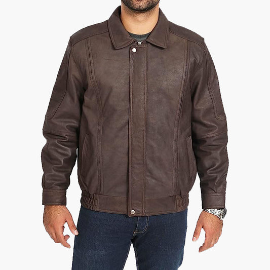 Classic Patrick Regular Fit Leather Blouson Jacket - 3amoto shop