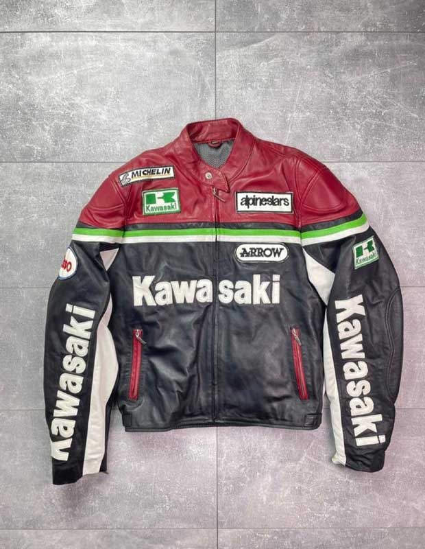 Trending cowhide Kawasaki motorcycle racing leather jacket by 3AMOTO