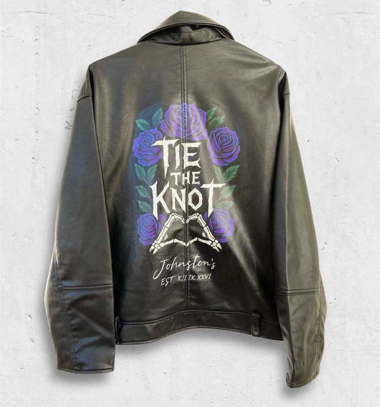 Personalized motorcycle leather jacket with unique hand-painted artwork