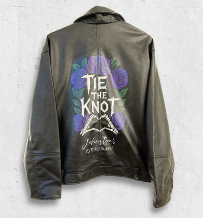 Personalized motorcycle leather jacket with unique hand-painted artwork