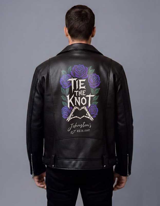 Custom hand-painted men's leather biker jacket by 3AMOTO