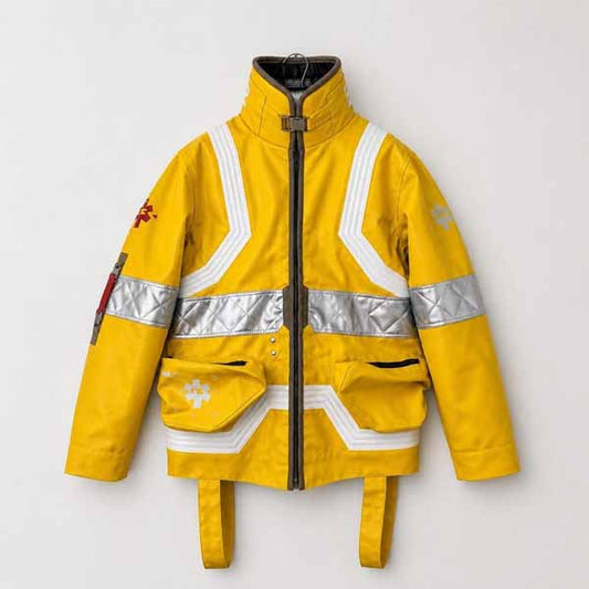 Men Yellow Faux Leather Jacket with Cyberpunk Edgerunners David Martinez Embroidered Design - 3amoto shop