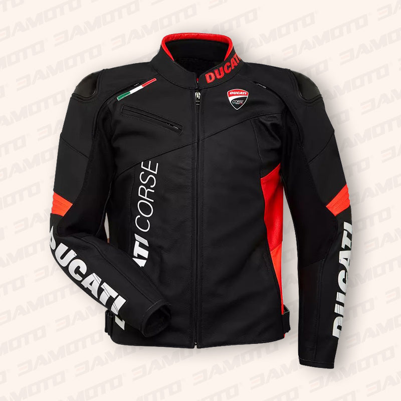 Ducati Corse Racing Leather Biker Jacket - 3amoto