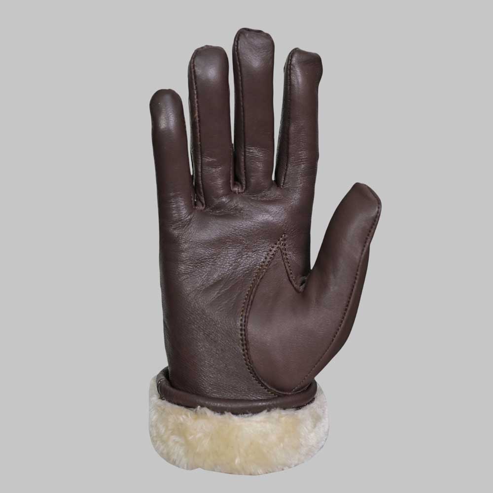 Elegant dark brown leather fashion glove for winter outfit