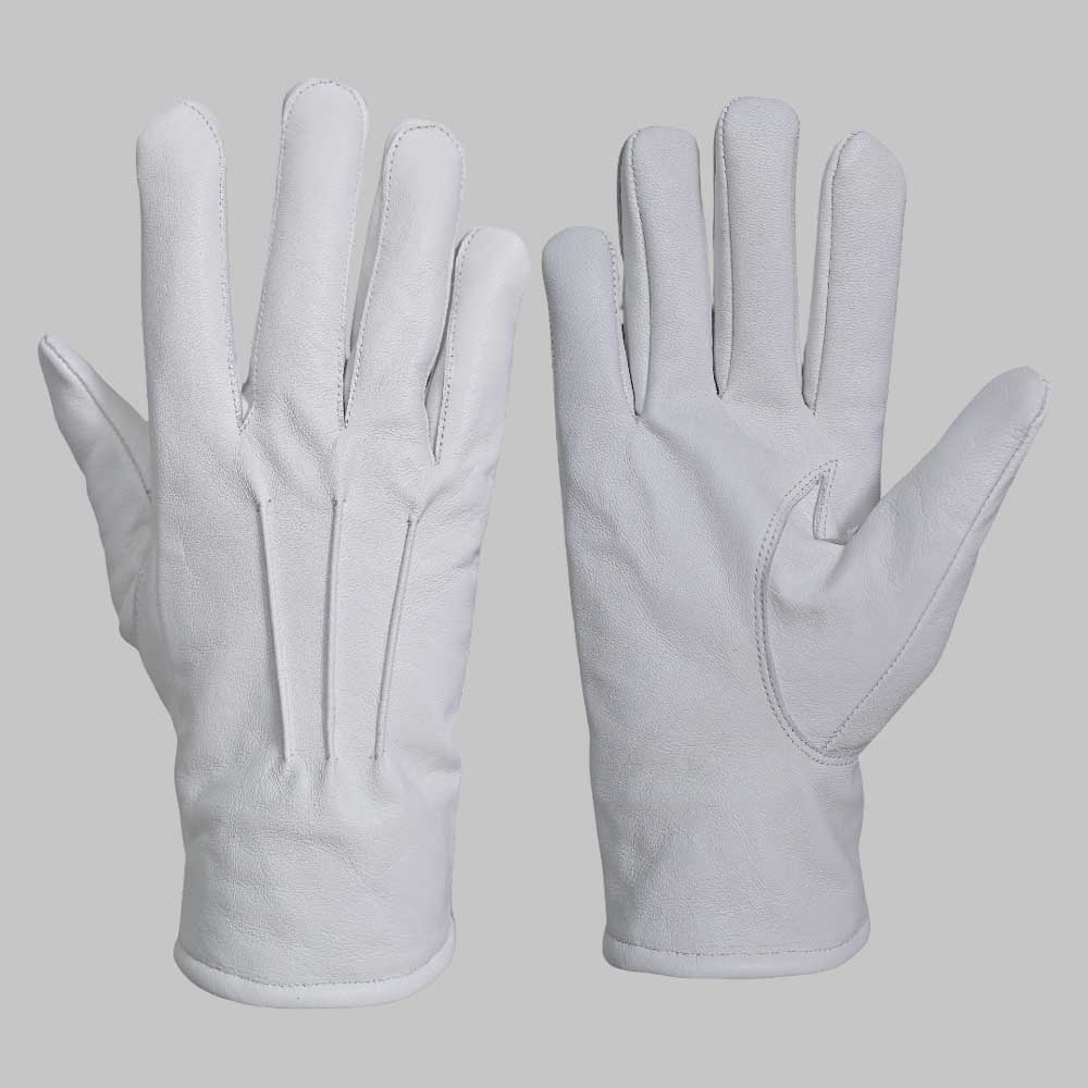 Elegant white leather fashion glove for winter outfit