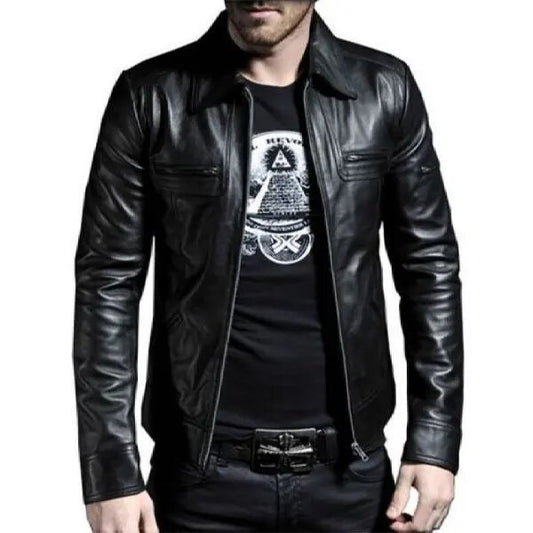 Genuine Leather Slim Fit Biker Jacket - Motorcycle Jacket - 3amoto shop