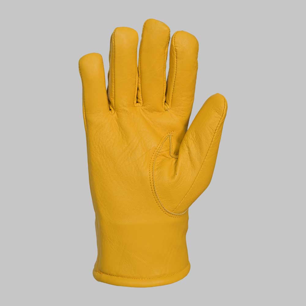Comfortable yellow leather glove for cold weather travel and casual use