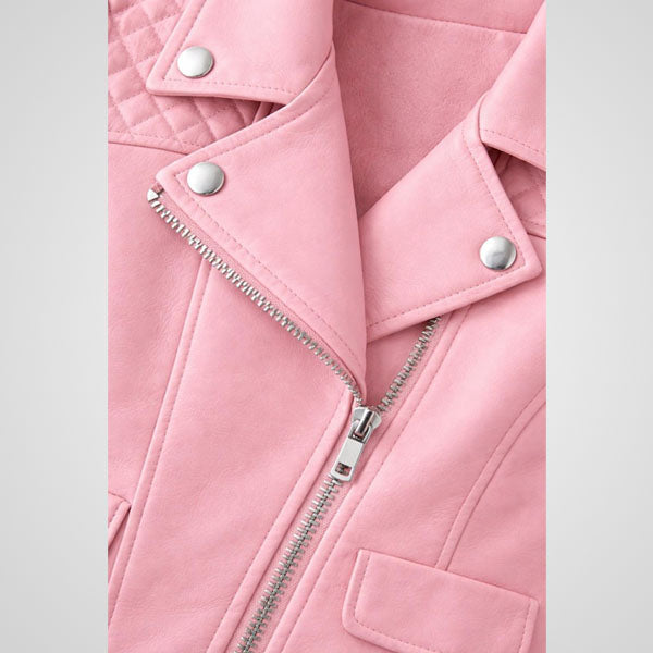 Real sheep leather pink jacket for girls aged 6 to 20
