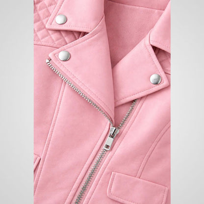 Real sheep leather pink jacket for girls aged 6 to 20