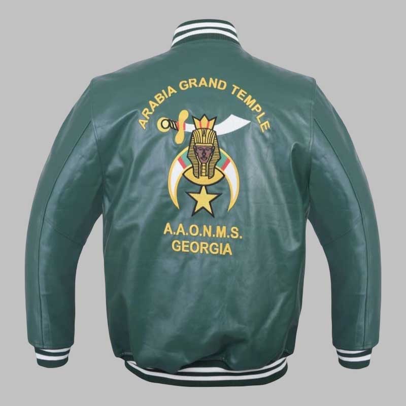 green vintage varsity bomber jacket for men