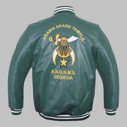 green vintage varsity bomber jacket for men