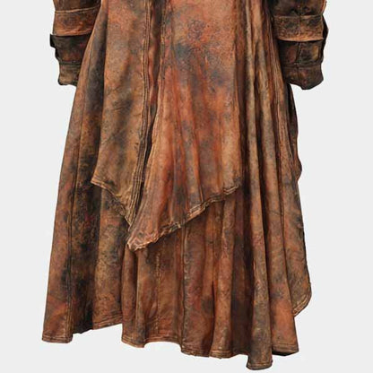 Handmade Distressed Brown Leather Steampunk Tailcoat with Gothic Pirate Style for Men