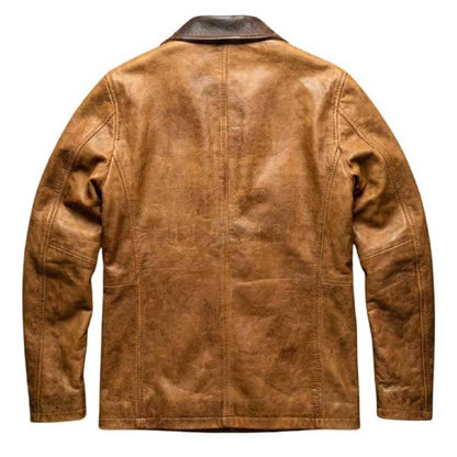 Genuine leather Western blazer with tailored silhouette