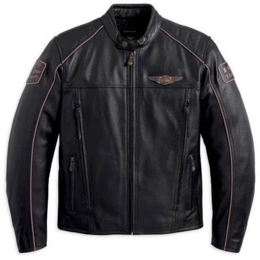 Shop Harley Davidson Asylum Black Leather Biker Jacket - 3amoto shop