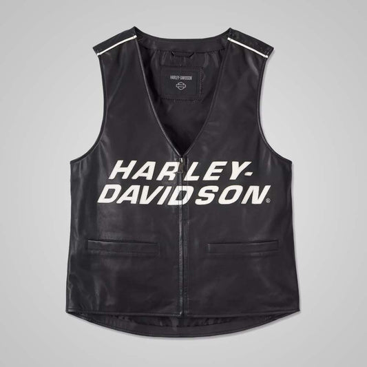 Men's Harley Davidson Leather Vest in Black - 3amoto shop