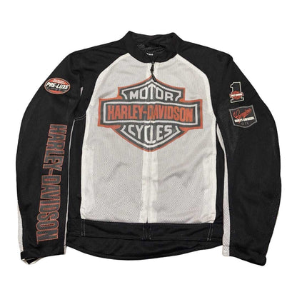 Men's Harley-Davidson white Bar & Shield mesh motorcycle riding jacket.