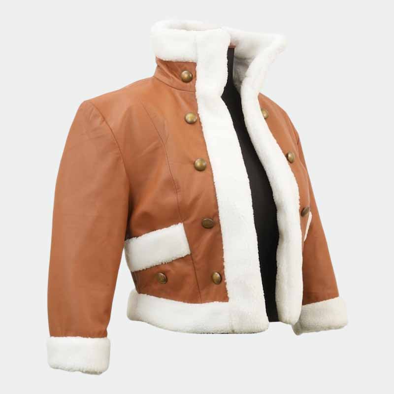 Handmade Keigo Takami leather jacket with white faux shearling collar
