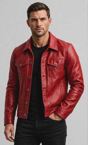 Heritage Hide leather trucker jacket for men by 3AMOTO