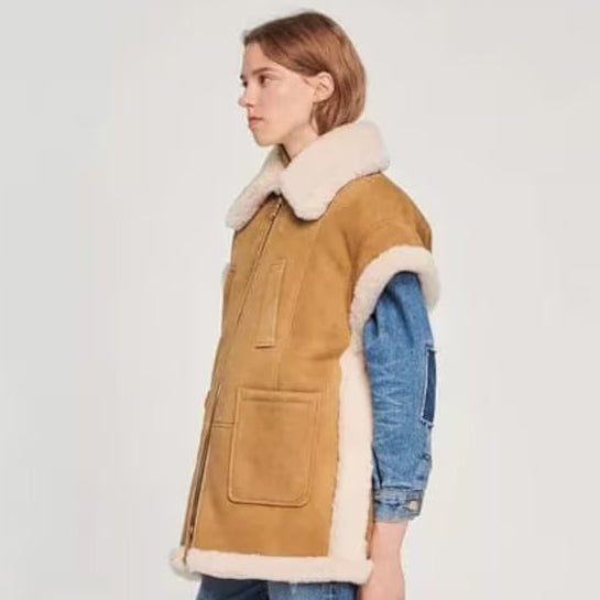 High-Quality Women's Shearling Fur Vest - Relaxed Fit