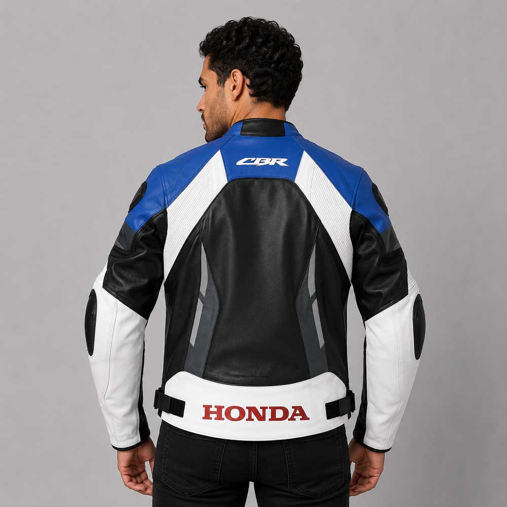 Honda Blue Black Racing Leather Jacket