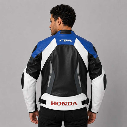 Honda Blue Black Racing Leather Jacket