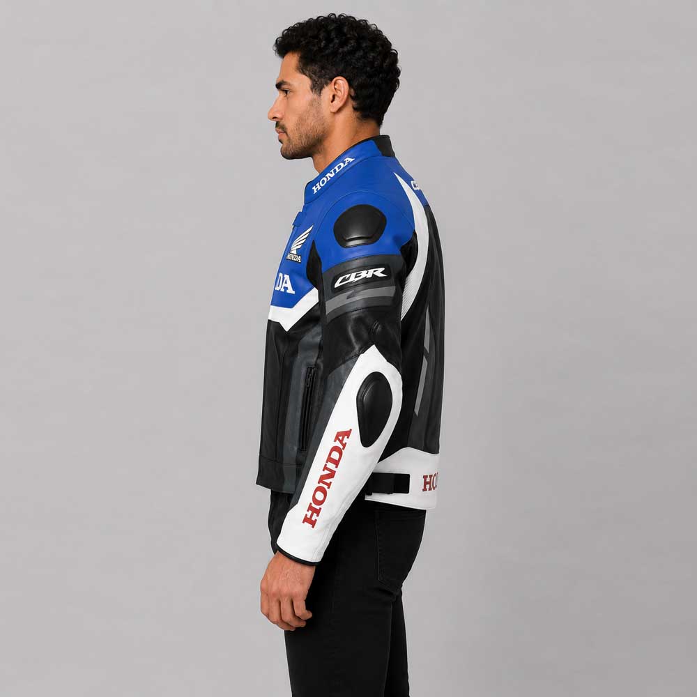 Honda Blue Black Racing Leather Jacket