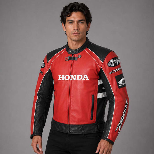 Honda Red And Black Racing Leather Jacket - 3amoto shop