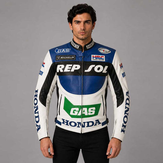 Honda Repsol Gas Motorcycle Biker Leather Jacket - 3amoto shop
