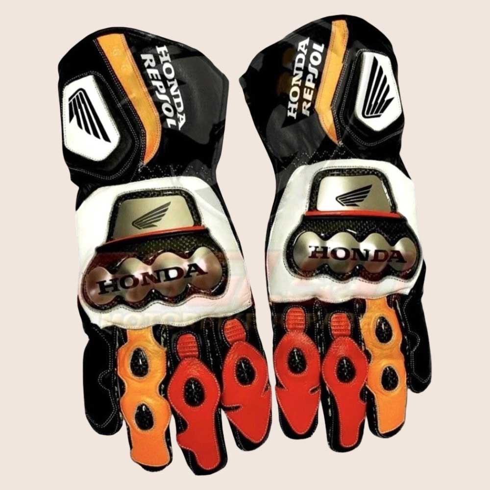 Honda Repsol Motorcycle Racing Leather Gloves